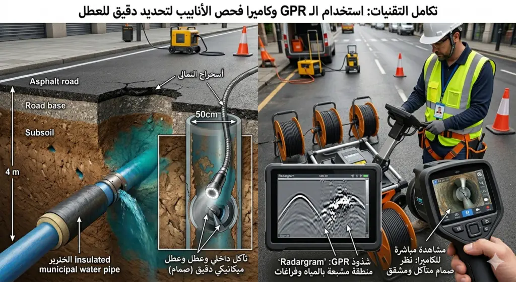 كشف تسربات المياه بدون تكسير